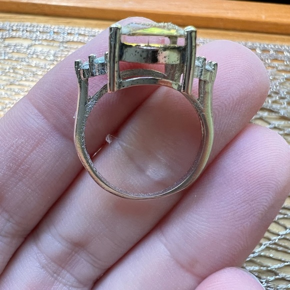 SOLD 2/12 925 SS Vintage Yellow Topaz & CZ or Rhinestones Ring - Picture 7 of 14